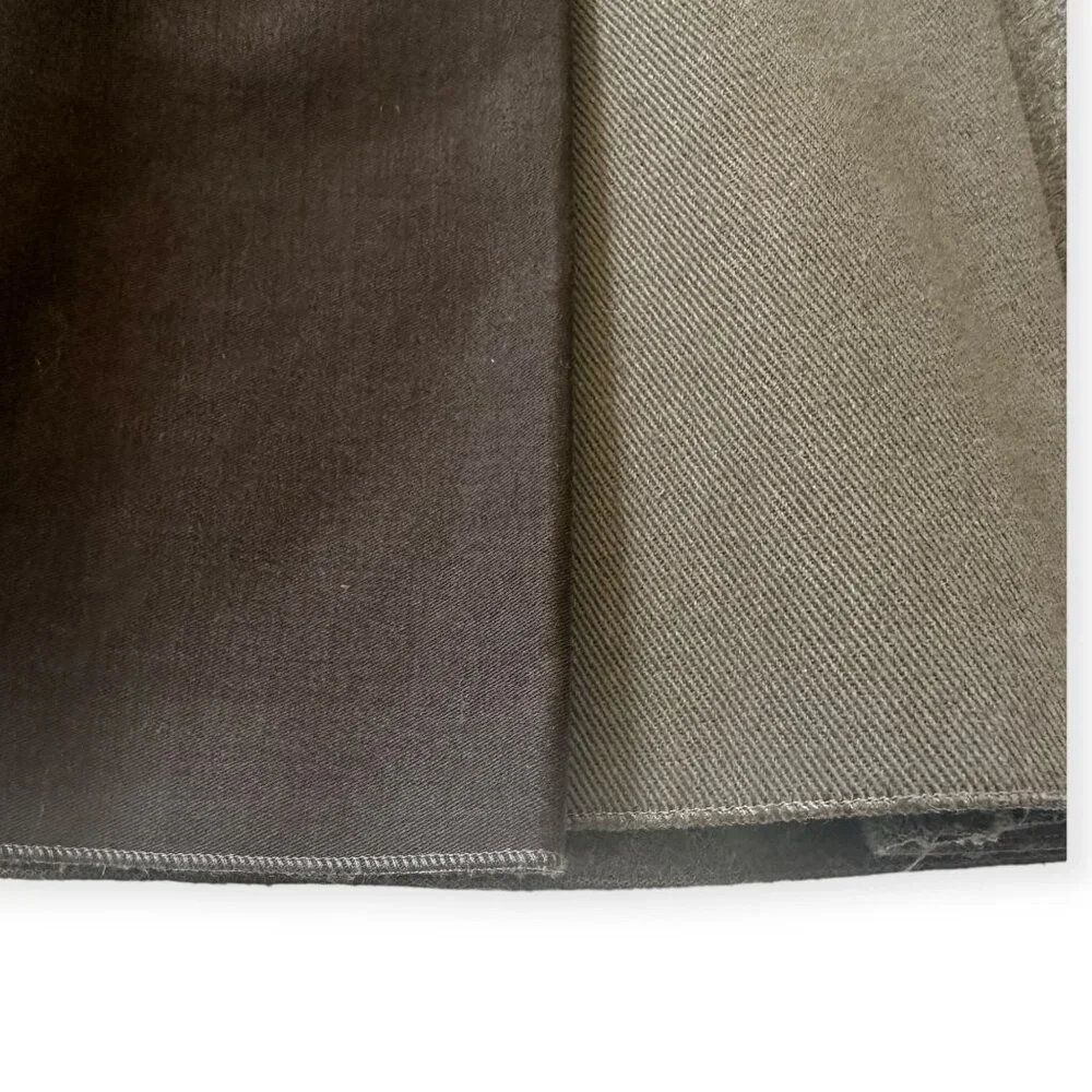 Prada Brown Virgin Wool Pleated Skirt with Cotton Panels
